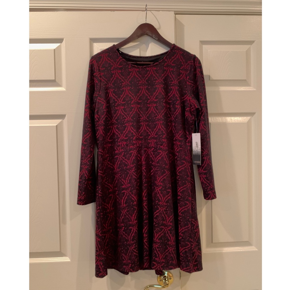 Kensie Long Sleeve Pattern Fit and Flare Dress